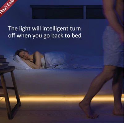 Dual Motion Activated Bed Light Flexible LED Strip Sensor Night with Automatic